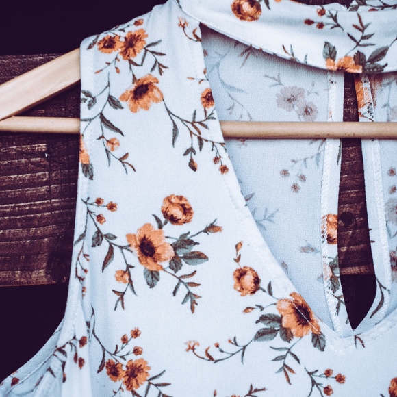 FULL TILT Sleeveless Floral Crop Top Peplum (A5) - Picture 4 of 6